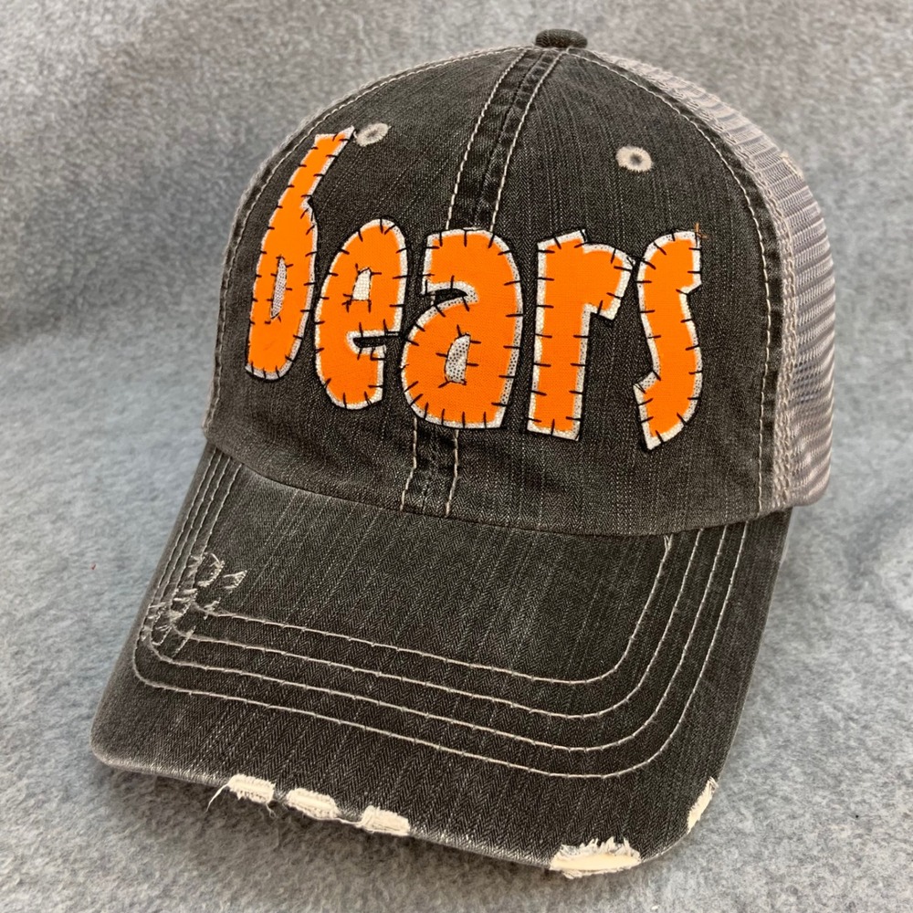 Bears Patch Unisex Gray HG Trucker Hat Distressed Mesh Back OSFA